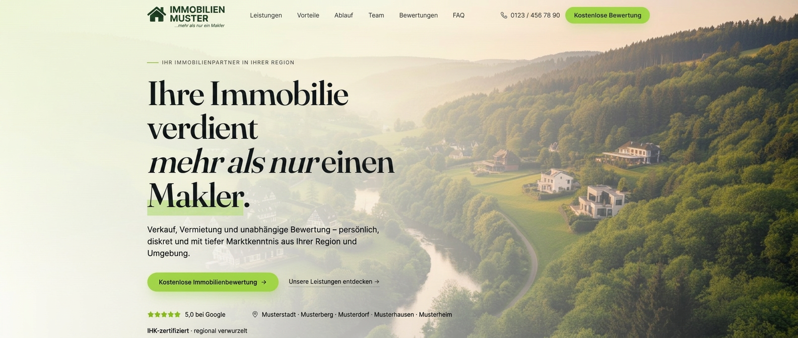 Immobilienmakler – moderne Website (Beispiel)
